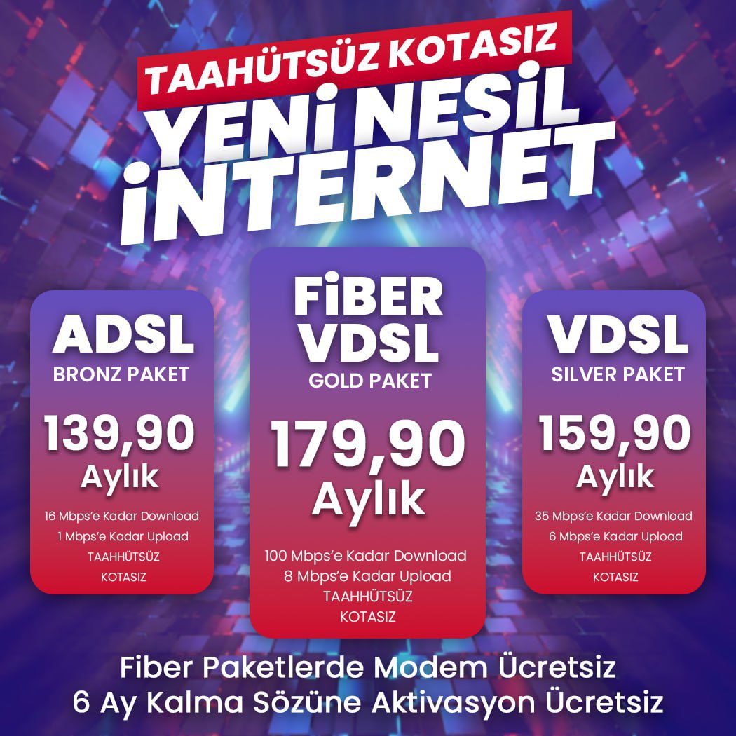 Tbtnet’li olanlar avantajlı fiyatlara doymuyor😍

Sende Tbtnet Ailesine katılmak için hemen tbtnet.net’e gir, kendine uygun paketi seç, hem işin hem cebin rahatlasın🚀

Ayrıca 6 ay kalma sözü verene aktivasyon ücreti YOK🥰

#115milyar #ACUN #50milyar #BORSA #ASTOR