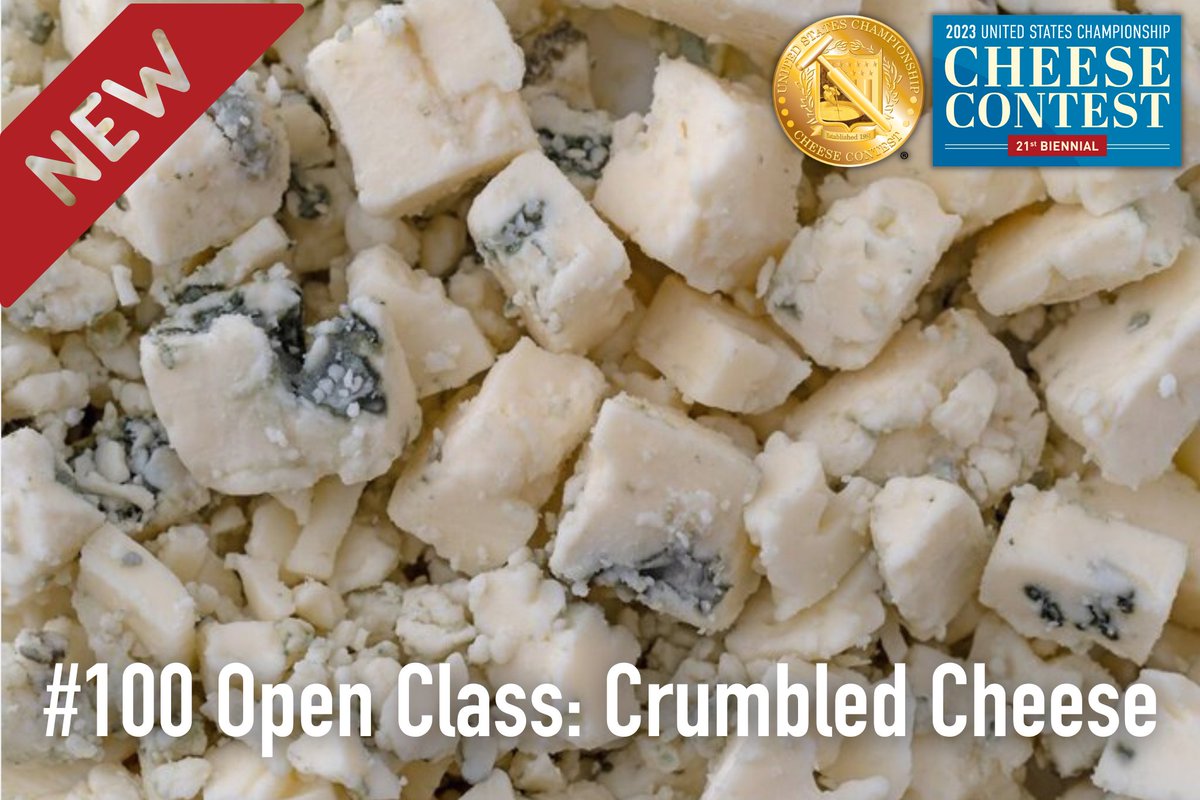 cheesecontest's tweet photo. Among the 100+ classes in this year's U.S. Championship #CheeseContest is a new offering: Crumbled Cheese. Both flavored and unflavored cheese crumbles - such as feta, goat cheese, and blue cheese - are eligible to enter this class. View more classes at https://t.co/sGsykDtoy3. https://t.co/wIPXsuNXKk