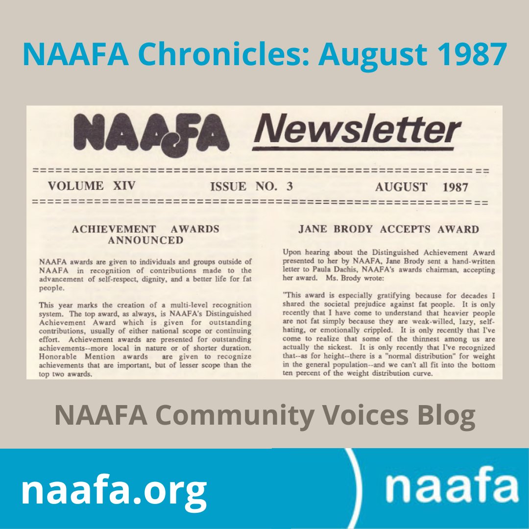 NAAFAofficial's tweet photo. BLOG POST: NAAFA Chronicles: August 1987
CW: Use of language that may be triggering to some
The NAAFA Chronicles reflect a piece of fat acceptance/fat activist history.
https://t.co/oLxNZYeNQA
#fatactivism #fathistory #naafa #EqualityAtEverySize https://t.co/kr4uCYLzvE