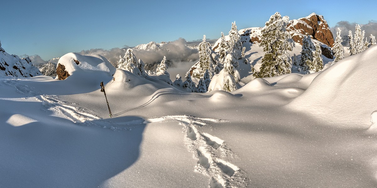 Winter Hikes >>>>>>> . 📸: Mountain Tech Harry Christensen #snowshoeing #winterhiking #snowlandscape ❄️