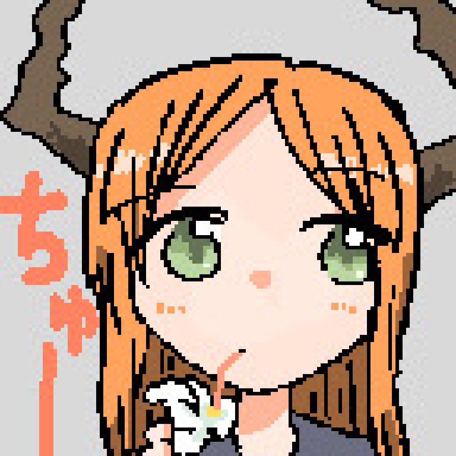 1girl solo horns green eyes orange hair long hair looking at viewer  illustration images