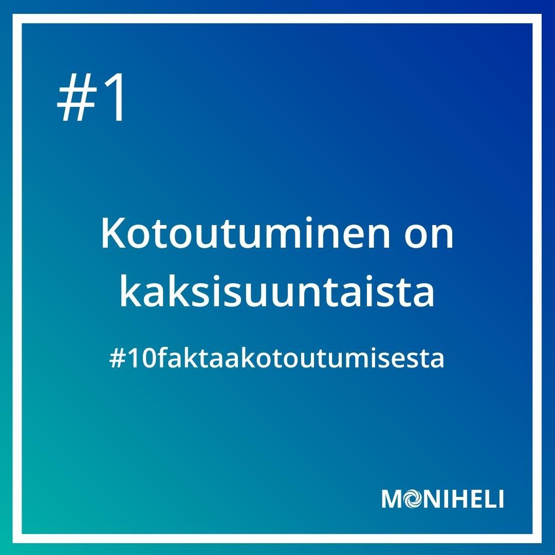 Kaksisuuntainen kotoutuminen tarkoittaa, että siihen osallistuvat sekä suomalainen yhteiskunta että maahan muuttaneet. Kotoutuminen ei ole mahdollista yksin, sillä se on ensisijaisesti sosiaalinen kokemus. Lue lisää lähteistä kommenteissa!
#10faktaakotoutumisesta