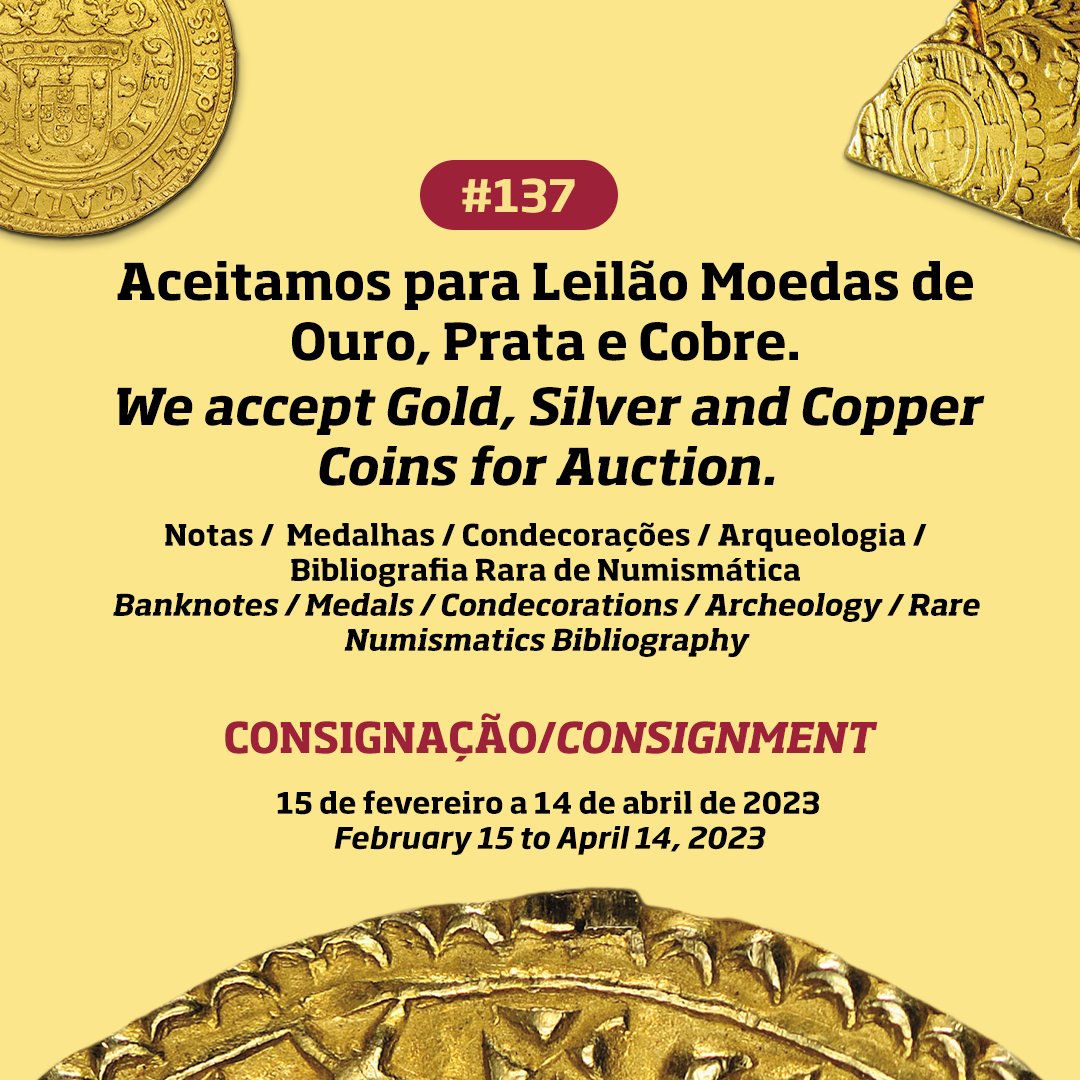 NumismaLeiloes's tweet photo. Próximos Leilões / Next Auctions
Contacte-nos / contact us
info@numisma.pt
#numisma #numismaleiloes #numismatica #leilao #ouro #moedasraras #auction #gold #numismatics #goldcoins #rarecoins https://t.co/HyoGDCWBH6