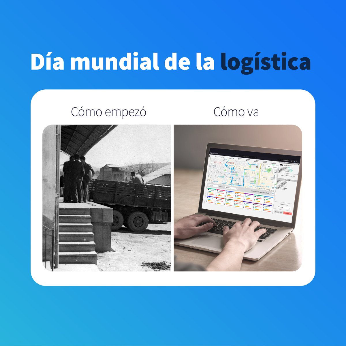 La logística ha evolucionado muchísimo desde sus inicios y es un sector cada vez más exigente y demandado.  Nos llena de orgullo ser parte de esta historia y contribuir con tecnología a la optimización del sector 🙌😍 Eso sí es un MATCH 💞

¡Feliz #DiaDeLaLogistica ! 🎉