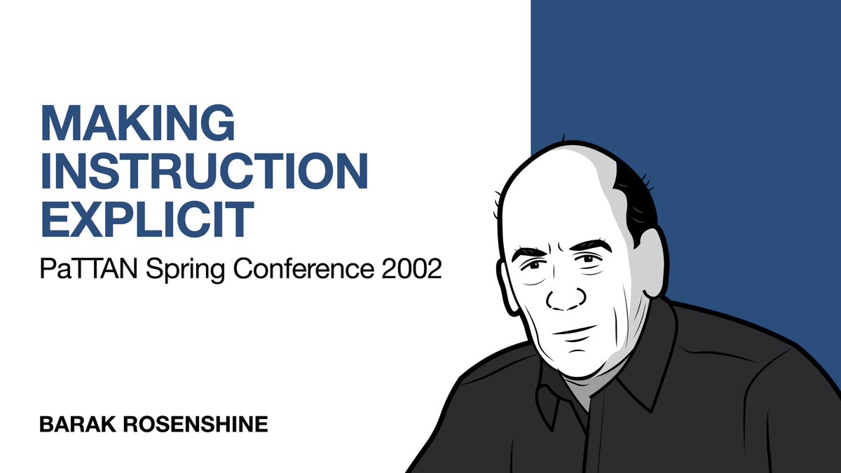 MAKING INSTRUCTION EXPLICIT

🧵 In this thread, I have summarised some of Barak Rosenshine’s most influential points from his 2002 presentation on making instruction explicit. You can watch the full presentation here:

📼 youtu.be/gvv-y7SHLeM 

Hope you find this useful! ⬇️