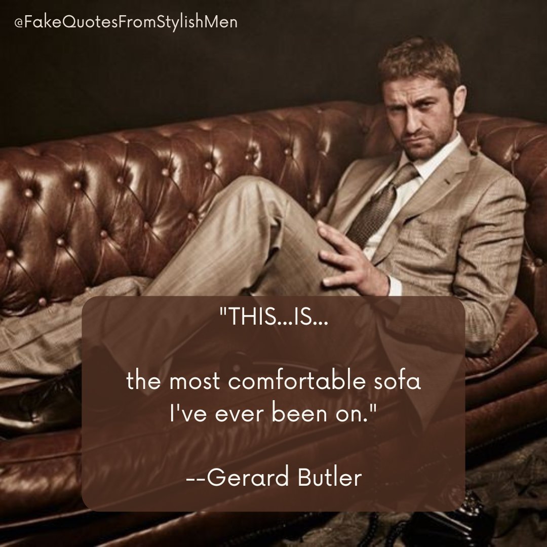 FakeStyleQuotes's tweet photo. Even the great #king of #Sparta can appreciate a nice couch. 

#gerardbutler 
#leonidas
#300 
#thisissparta 
#mensstyle 
#leather
#moviememes
#funny https://t.co/LEimrwVws6