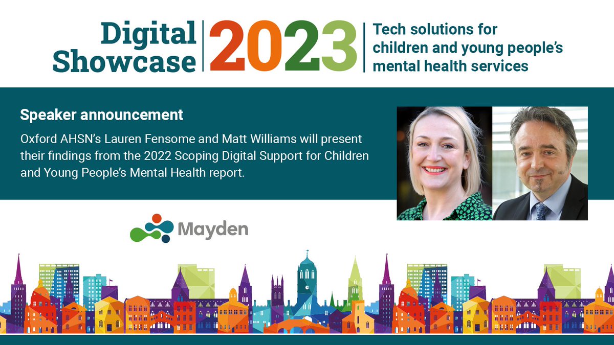 We’re delighted to announce that Lauren Fensome &amp; Matt Williams of @OxfordAHSN will speak at our #DigitalShowcase2023!

Secure your tickets below to hear their analysis of opportunities to adopt digital solutions in NHS #CYPMH services ⭐

bit.ly/CYPMH_Digital_…