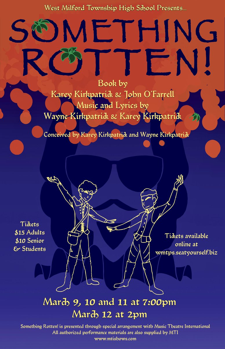 Our show poster designed by student artist Vyrin White! Thanks to the <a href="/wmthsart/">West Milford HS Art</a> department! Tickets are on sale at wmtps.seatyourself.biz #wmsomethingrotten23 #wmhstheatre #posterdesign <a href="/WMTHSPrincipal/">WMTHS Principal</a> @Sharonawest06 @WestMilfordSupt <a href="/daniel_novak_WM/">Daniel Novak</a> <a href="/jvdcal08/">Jessica Cohen</a>