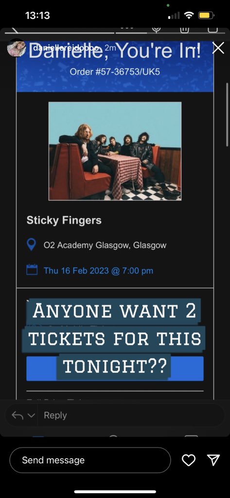 __nataliak's tweet photo. 2 tickets for sale forsticky fingers in Glasgow tonight https://t.co/TBcvhilAB6