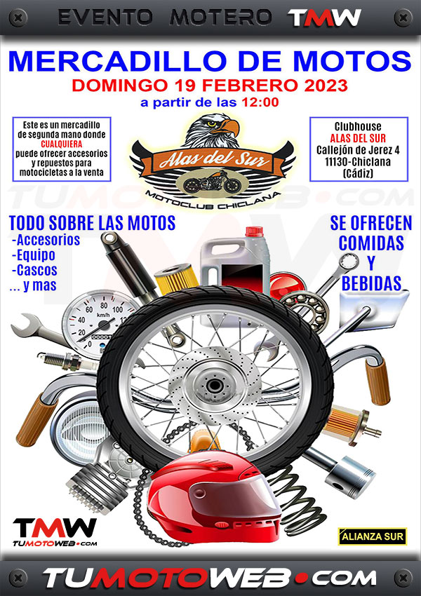 🔔 Este domingo 19... Mercadillo de Motos Alas del Sur 2023 🏍️💨🎉🍺 
ℹ️ Más información...👇
tumotoweb.com/evento/mercadi…
🔴 Tumotoweb.com✌️
-
#Tumotoweb #EventosTMW #Motos #Motorcycles #Moteros #Moteras #Biker #Bikelife #Mercadillo #AlasdelSur #ChiclanadelaFrontera #Cadiz