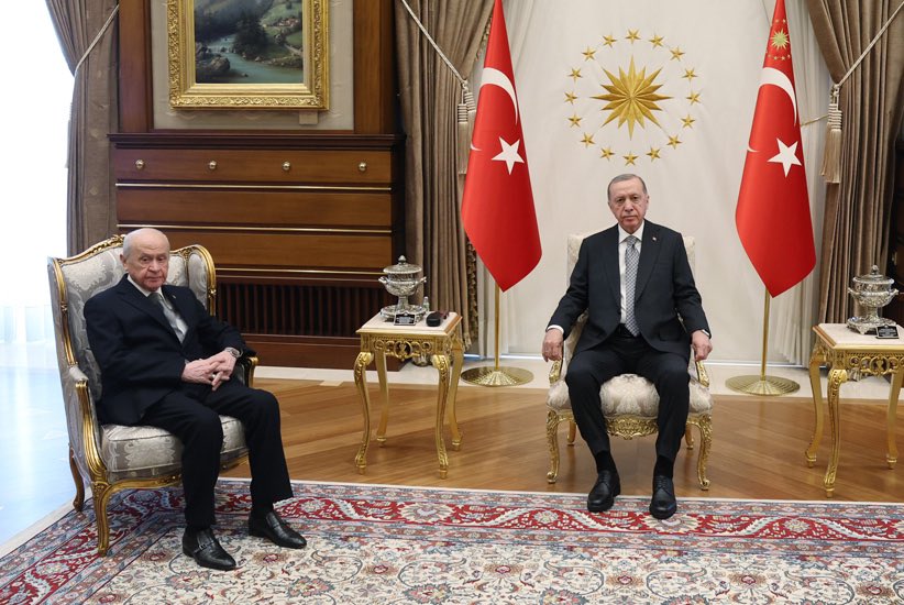 ayyildirim1's tweet photo. Liderimiz Sayın Devlet BAHÇELİ, Cumhurbaşkanımız Sayın Recep Tayyip ERDOĞAN ile Cumhurbaşkanlığı Külliyesinde bir araya geldi. https://t.co/RMzNHu72Mw