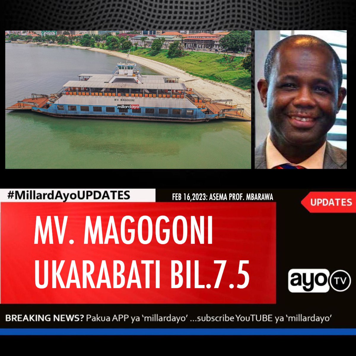 millardayo's tweet photo. Waziri wa Ujenzi na Uchukuzi Prof. Makame Mbarawa leo ameshuhudia utiaji saini mkataba wa ukarabati wa kivuko cha MV.Magogoni kinachokwenda Mombasa, Kenya kwa ukarabati ambao utagharimu Tsh. Bilioni 7.5 “Tumeipa kazi kampuni ya Kenya kwasababu ya bei ndogo”
#MillardAyoUPDATES https://t.co/fRIWqH3Xzm