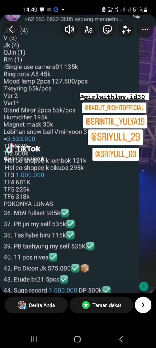 HELP RT ~ PENIPUAN
ADM GO BAWA KABUR UANG ANAK GO, BARANG TIDAK DI CHECK OUT KAN, JUAL PC UNNOF, EDIT PROOF BUKTI CO, EDIT ROOM CHAT, FITNAH WH, FITNAH JASA EKSPEDISI

👉 Sri Yulia / Sri Iyul / iyul <a href="/Iyulllagi/">Iyull | gukie eyes</a>

jujur ini pusing bgt, sampe bingung ambil benang merahnya gimana☹️