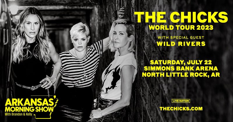 Y’all, <a href="/thechicks/">The Chicks</a> are coming to <a href="/SimmonsBnkArena/">Simmons Bank Arena</a> in North Little Rock! Tix go on sale this morning at 10AM. BUT, we’re giving you the chance to Win ‘Em Before You Can Buy ‘Em! Be listening to Arkansas’ Morning Show around 8AM! Our number: 870-935-5346. #BrandonAndKelly #ChicksTix