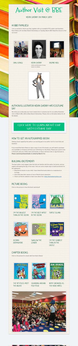 Newsletter about our author visit on March 28th.