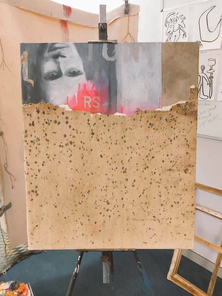 RicStott's tweet photo. Some more composted canvases, collaged together from 15 years of paintings ready for new creations to emerge... https://t.co/WtfTuiJt1q