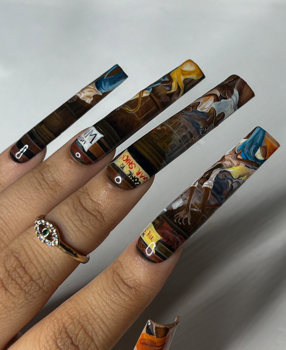 Victoriaesthete's tweet photo. Happy black history month 💖 This recreation of "Sugar Shack" took me 23 hours to hand paint on my nails but the end result was definitely worth it. https://t.co/9kUGVExkKE