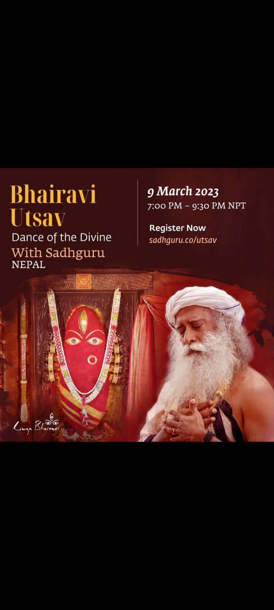 SamarpanBhumi's tweet photo. Be a part of the Bhairavi Utsav in Kathmandu and witness Sadhguru's exploration of the divine
feminine through a special satsang. Register now: https://t.co/TZ9t6cjLQ8 #BhairaviUtsav
#Sadhguru https://t.co/rTKr5ebfcN