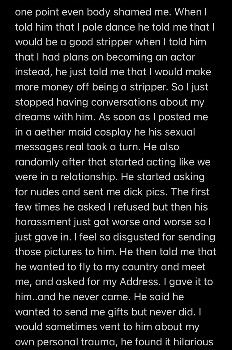 xyaex_'s tweet photo. Tw//for a lot of disturbing stuff

My whole story about #ElliotGindi 
It’s making me sick. I won’t be able to be here anymore if he contacts me again. #Tighnariva #GenshinImapct #Elliott https://t.co/FcCEjooKAC
