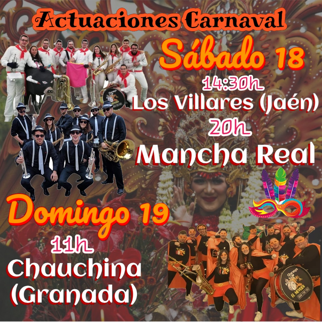 El_Movidon's tweet photo. ¿Tenéis ganas de pasarlo bien? Pues venid a acompañarnos a estos pasacalles!!!!!!! 
🥳🎊🎉🎭
#charangaelmovidon #charanga #music #party #drum #bass #trumpet #jaen #granada #andalucia #carnaval https://t.co/hZ7fAXwxNc