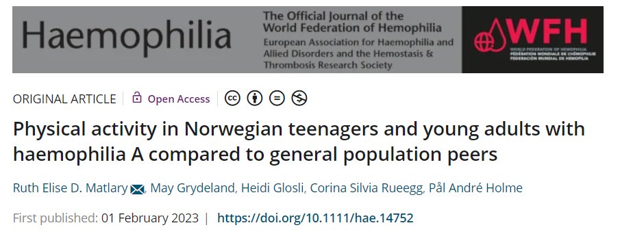 With all #EAHAD2023 things happening, I missed this recent insightful @haemophilia_jnl article by @EAHADnews #Physiotherapists Committee VC @rutheliseM et al. on the importance of PA in 🇳🇴 teenagers and young adults with #haemophilia A

onlinelibrary.wiley.com/doi/10.1111/ha…