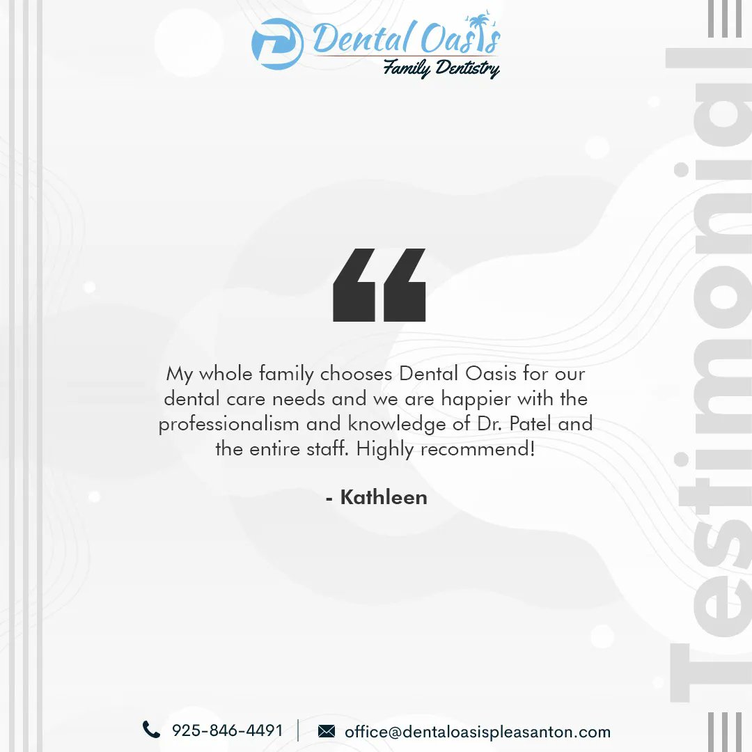 Thank you for the kind words! Patient satisfaction is the cornerstone of Dental Oasis Family Dentistry, and we constantly work to provide you with better care. 

buff.ly/3NtuM0T 

#PatientReview #HappyPatient #DentalService #PatientTestimonial #PatientSatisfaction
