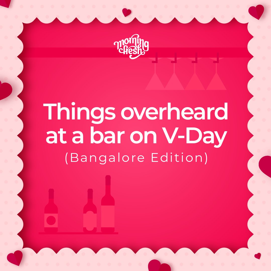 MorningFreshInd's tweet photo. Best place to spend Valentine’s Day? At a bar! Here are some of the funny, real, honest and meme-worthy things we overheard at a popular bar in Bangalore! 

#MorningFresh #NaturalDetoxDrink #ValentinesDayHangover #SinglesDay #BarNight #NightOut #DateNight #NoHangovers https://t.co/3llaqVrQne