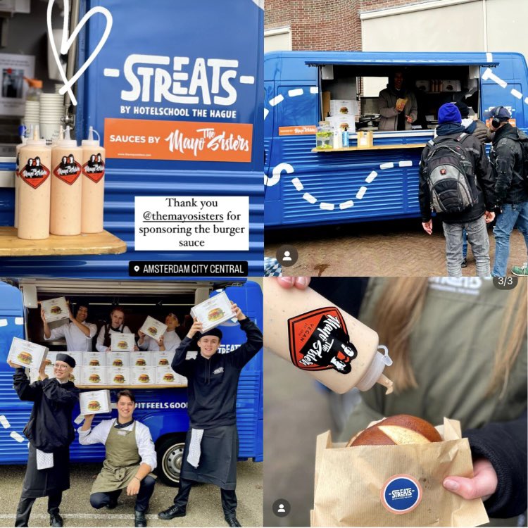 helenhissink's tweet photo. De @HotelschoolTH deelden vandaag veggieburgers uit aan de daklozen bij de Droogdok Amsterdam. Wij maakten een lekker burgersaus en samen met @VegaSlager en broodjes van Pastridor werd dat een lekker hapje 🧡 @regenboog020 #themayosisters #vegetarischeslager #pastridor https://t.co/GdCQGDnbAW