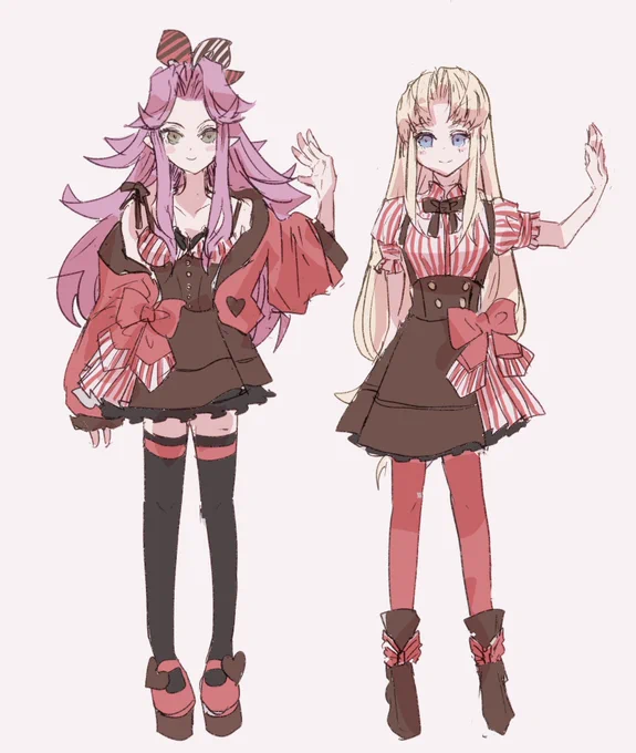 バレンタインイラスト、衣装を描きたかったイラストなので、服が可愛いと言っていただけてとても嬉しいです〜こんな感じの服をイメージしてました 