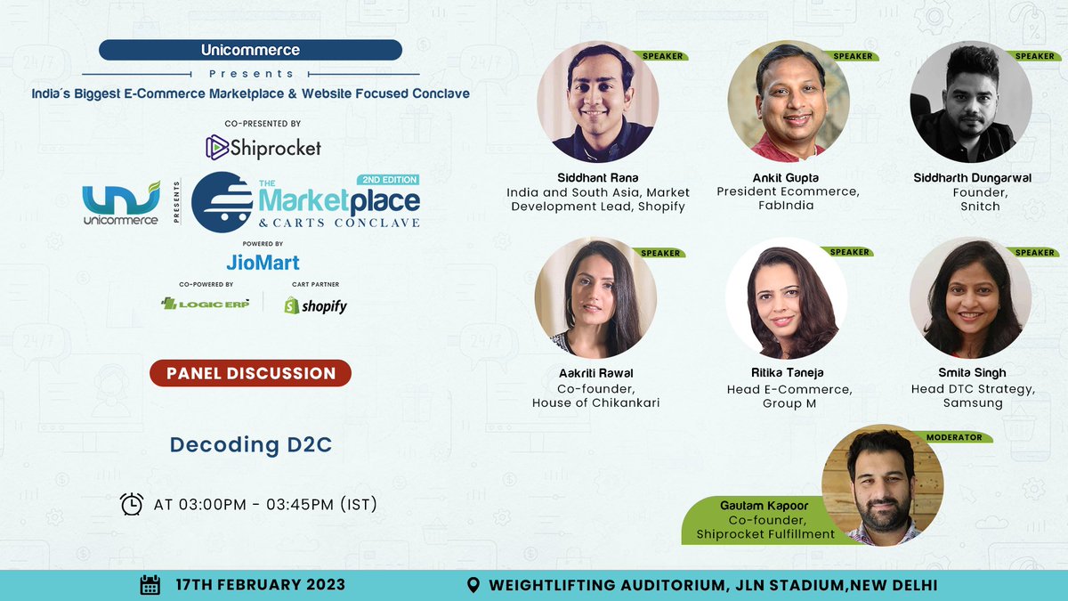 Unicommerce_'s tweet photo. Buckle up for an engaging and thought-provoking panel discussion that delves into: Decoding D2C
Register now: https://t.co/yLJgERLKrB

#MPCConclave2023 #panelists #UnicommerceEvents #EcommerceSellingSimplified #Marketplace #Carts #Conclave #MegaEvent #BusinessGrowth https://t.co/JTPYXxnyvq