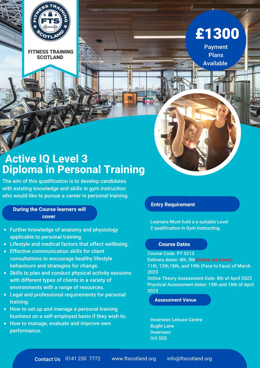 FTScotland's tweet image. March @Active__IQ Courses.
Book Now at ftscotland.org