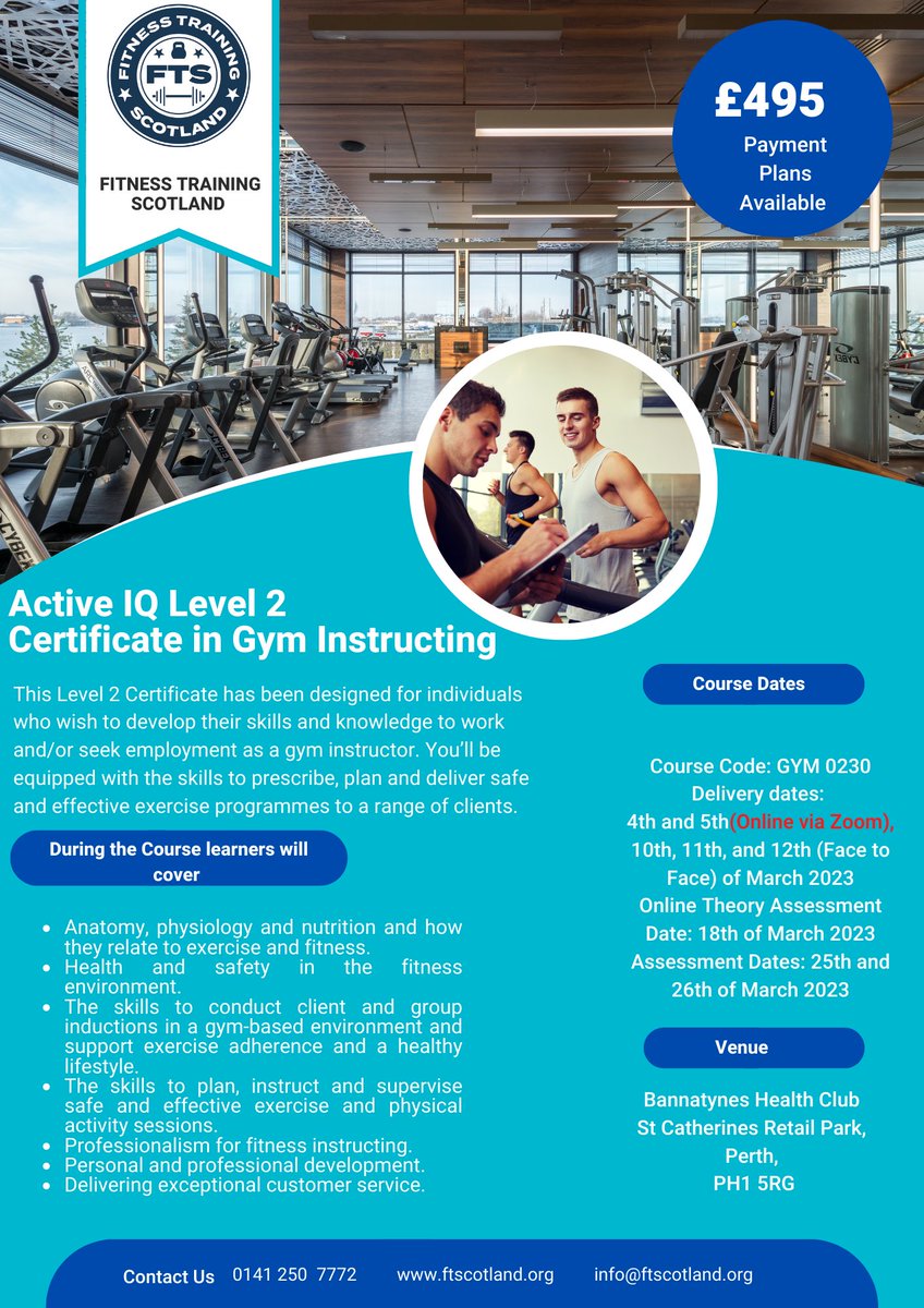 FTScotland's tweet image. March @Active__IQ Courses.
Book Now at ftscotland.org