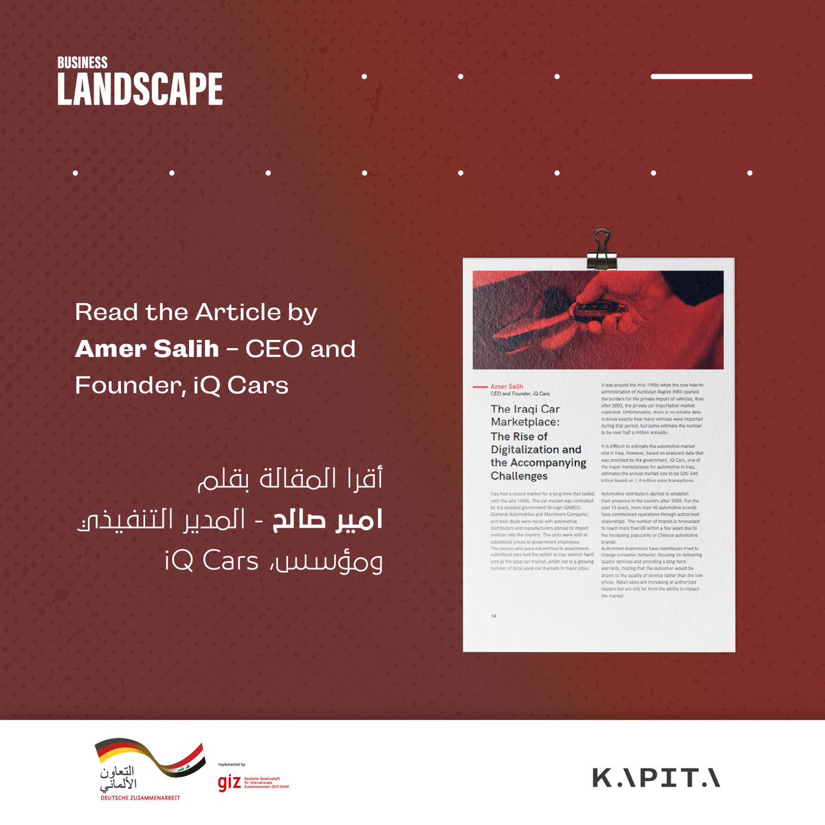KAPITAiq's tweet photo. Explore the evolution of Iraq's #carmarketplace, from government control to the rise of private importation and established automotive brands. 

To read the full article by @AmerBIZ - CEO and Founder, iQ Cars, visit: https://t.co/OHBazEQQ2c

للغة العربية: https://t.co/7qhiZz4LTL https://t.co/d20jKfupI7