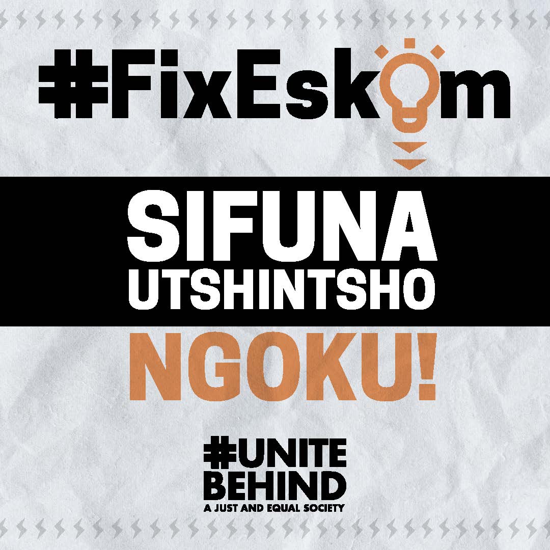 UniteBehind's tweet image. U-Eskom uguqe ngamadolo ngenxa yorhwaphilizo. Into uMphathiswa wezimbiwa nezamandla angayenza kukuhla esihlalweni.

Sifuna utshintsho NGOKU!

#loadshedding
#fixEskom
#FireGwede
