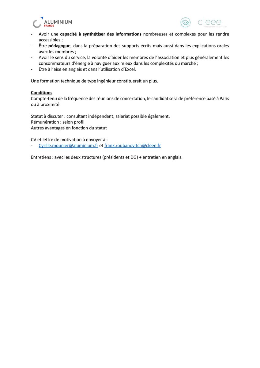 AluminiumFrance's tweet photo. 📣 Aluminium France et le CLEEE sont à la recherche de leur futur(e) Expert(e) énergie !

Pour plus de détails et pour postuler ☟ https://t.co/RLTszoDSQ1
