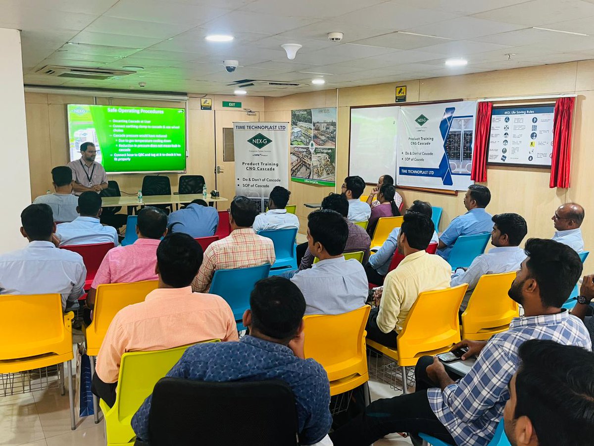 Timetechnoplast's tweet photo. Our Nex-G team conducted training session at Mahanagar Gas Limited on 13th Feb for CNG Cascade - Safe Handling Procedure &amp; Do's &amp; Don't in case of emergencies. 

#team #training #CNG #cascade https://t.co/puQUC9xrm2