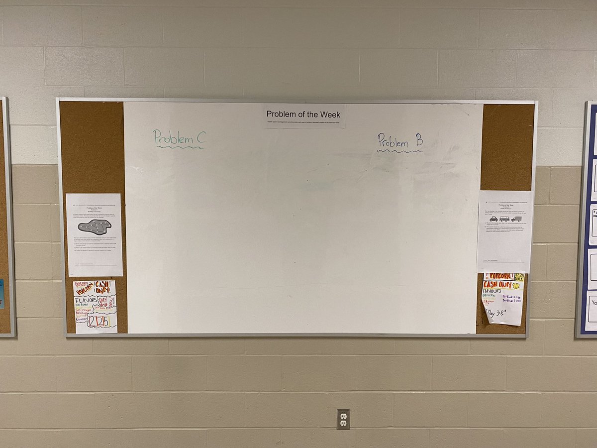 RethaziDr's tweet image. It’s not pretty, but our #problemoftheweek collaborative community board is officially up and ready to go at @SouthRidgeTVDSB for some great @tvdsbmathk8 collaboration and #problemSolving