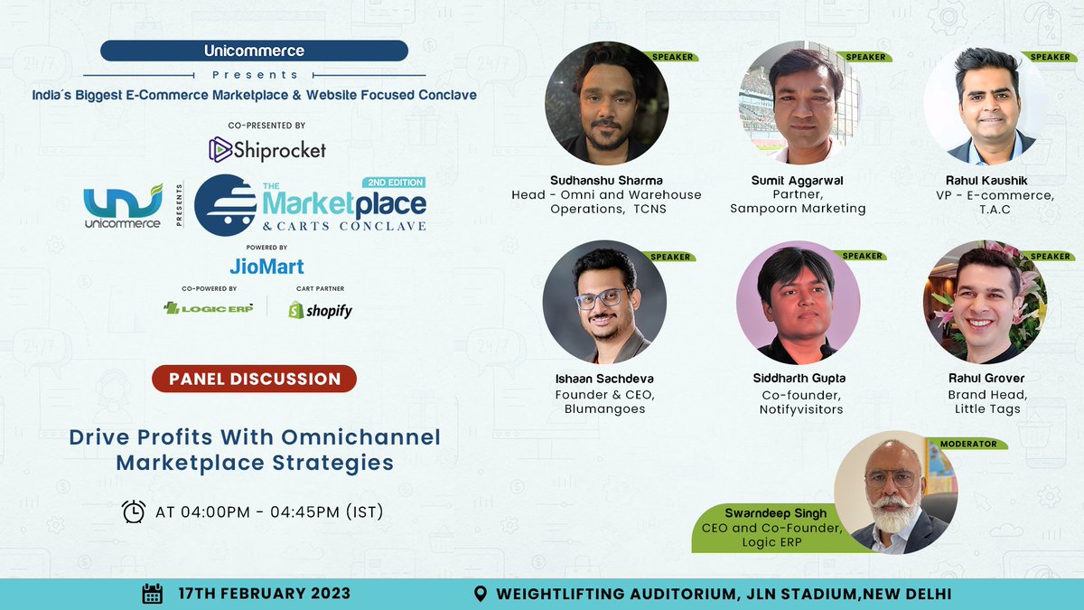Unicommerce_'s tweet image. Join us for a thought-provoking and enlightening panel discussion that will delve into: Drive Profits With Omnichannel Marketplace Strategies
Register now: bit.ly/3Wtd2Gv

#MPCConclave2023 #panelists #UnicommerceEvents #EcommerceSellingSimplified #Marketplace #Carts