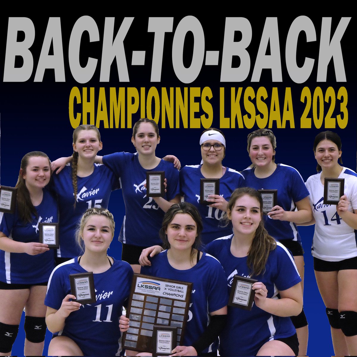 #xavSPORTS | #volley | Dans le gymnase bruyant de l’équipe adversaire, nos filles séniors ont affronté Chatham Christian dans la finale de volley LKSSAA. La victoire a été difficilement gagnée nécessitant 4 manches avec un écart de seulement 9 points à la fin du match.