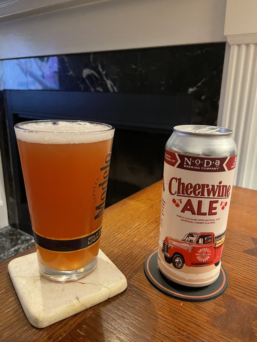 TomAlderman's tweet photo. @kissingcounts The aroma of the beer is very distinctly Cheerwine.  On the front end you taste cheerwine and then malt and wheat        For me initially you think it’s going to be a sour but then surprise, wheat ale.   It’s not bad. I give it a 3.5 out of 5. https://t.co/N72dN3q9A3