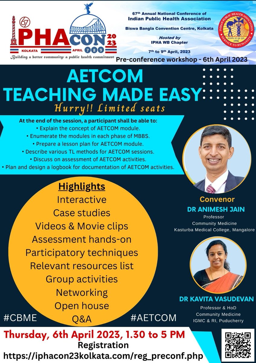 animeshjain1's tweet photo. Looking forward...IPHACON 2023 Pre-conference workshop on AETCOM, an important aspect of CBME curriculum. Register here https://t.co/6t98hLa2an
#iphaconkolkata #iphacon2023 #iphamasterclass #CBME #AETCOM #ethics #communication https://t.co/7SXkMwJziB