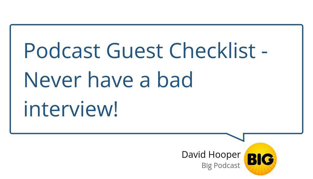 BigPodcast1's tweet photo. Podcast Guest Checklist

Read more 👉 https://t.co/5s9ayZOnir

#podcaster #podcasting https://t.co/3XXrqUpw4R