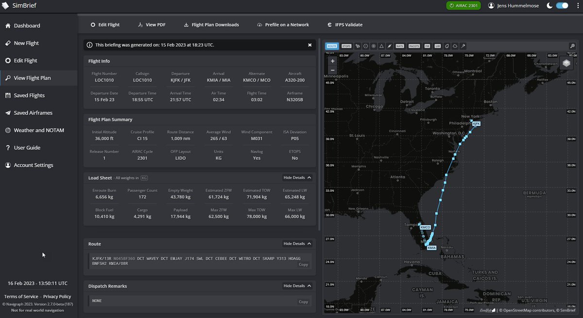 hummelmose's tweet image. I love everything about the new Dispatch system on #simbrief from @navigraph. I put my trust in the fantastic maps in both X-plane and MSFS, and all my love in the flightplanner. The new redesign is so perfect. Thanks a lot.