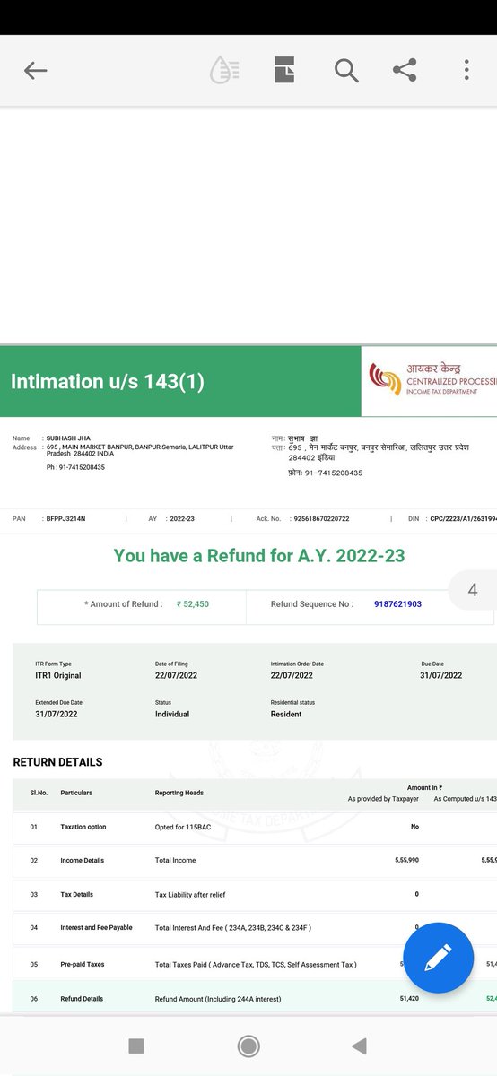 Subhashbanpur's tweet photo. @nsitharaman respected mem ...I have filled my itr on time of the year 2022 .And my intemetion generated successfully ,but now my refund is not release by itr dept .I have make many grevience but no any reply or solution of my grevience .Pls help me
Thanks .... https://t.co/oPXQyONrxM