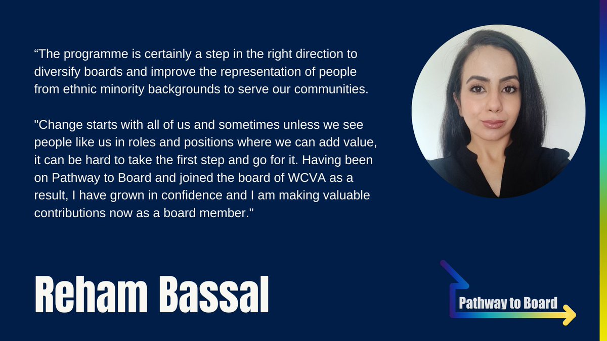 “For anyone considering whether they should apply, I’d say do it!" - Reham Bassal
<a href="/ReBassal/">Re Bassal (She/her)</a> talks about how her Pathway to Board journey helped her secure a position on the <a href="/WCVACymru/">WCVA | CGGC</a> Board. Read more here: ccha.org.uk/pathway-to-boa…