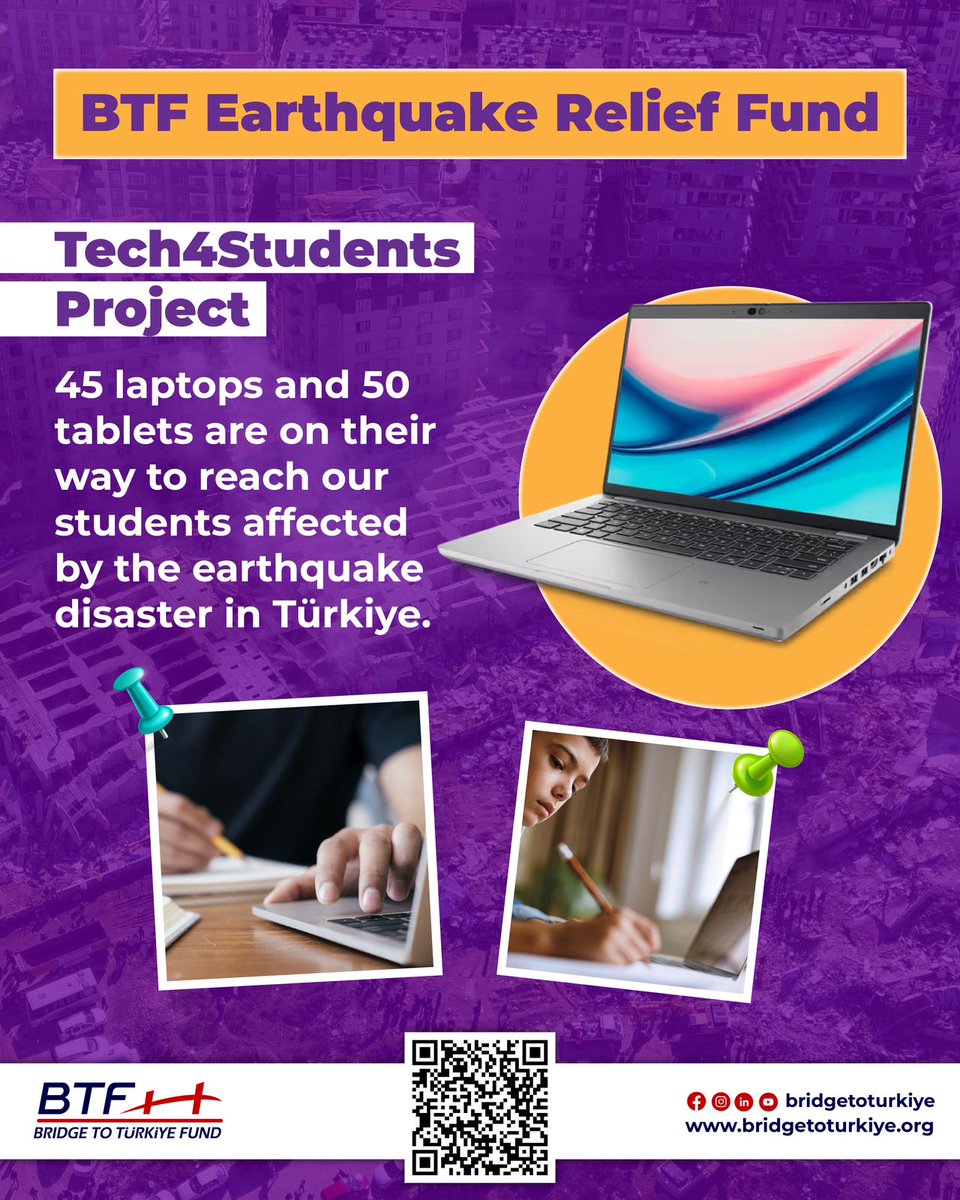 Laptops and Tablets are on their way to students affected by the earthquake. ❤️‍🩹 Thanks for standing with Türkiye!🙏