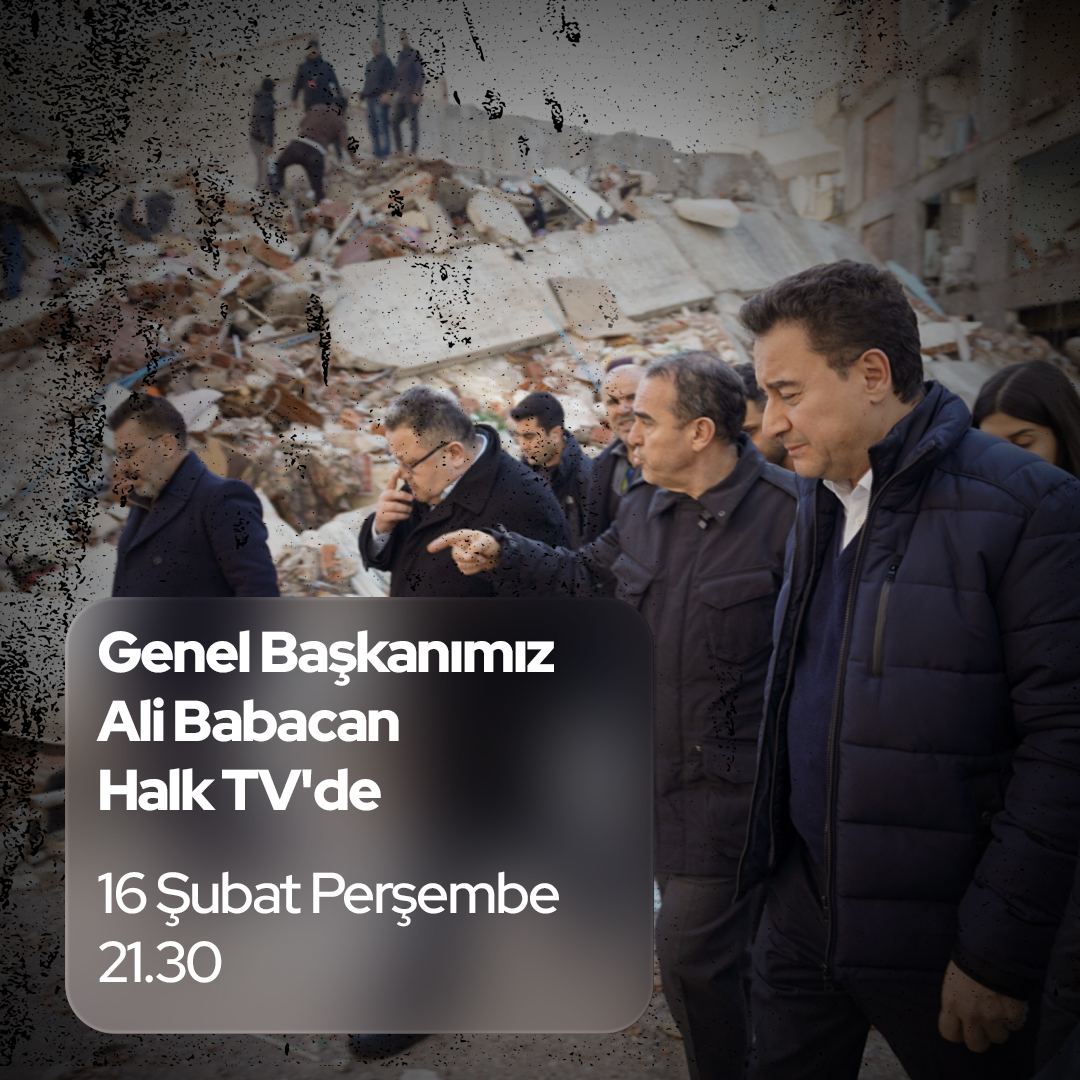 KarabukeDEVA's tweet photo. Genel Başkanımız Ali Babacan bu akşam 21.30'da Hak TV'de canlı yayında olacaktır. #babacananlatıyor https://t.co/zTxtZOMiZM