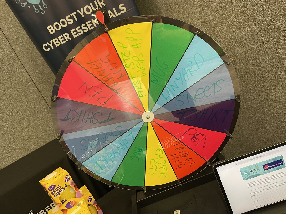 We’re at the <a href="/LoveBusinessBuz/">Love Business</a> EXPO at <a href="/Holywell_Park/">Holywell Park</a> in #Loughborough today.  ❤️

Come over and say “Hi” and #SpinToWin! Guaranteed prize every time, with the top prize being a free #CyberSecurity service!! 🥇😍

#LoveBusinessEXPO