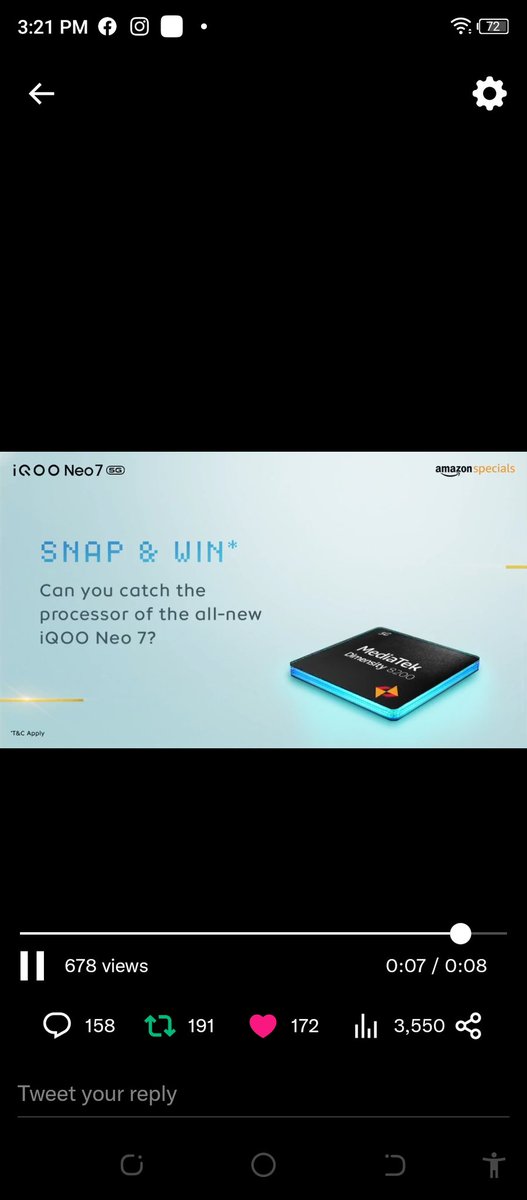MalaTanvar_'s tweet photo. Catch the India's first MediaTek Dimensity 8200 Processor ⚡

#iQOONeo7 #PowerToWin #AmazonSpecials
@IqooInd 
@nipunmarya

@RDXmohit_ @itsPriynkaM @TheDataAnalyser https://t.co/KrVvAHzOe6