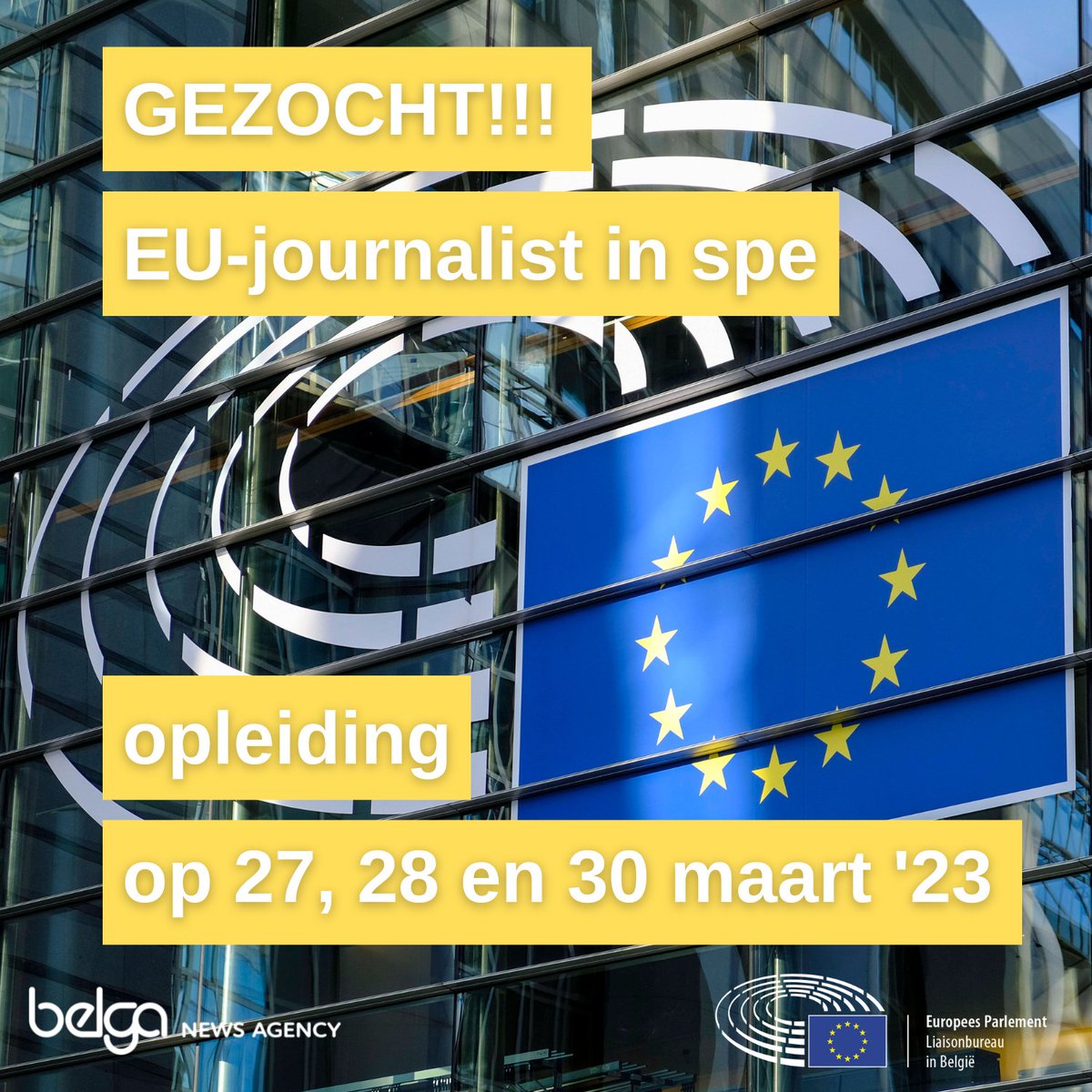 BelgaNewsAgency's tweet image. 🚨Ben je een beginnend #journalist en altijd al gefascineerd geweest door #Europa? Meld je aan voor een exclusieve driedaagse opleiding! Bezorg ons je cv vóór 27/02 via eutraining@belga.be 

Meer info? eutraining.belga.be 

#EUtraining #Belga